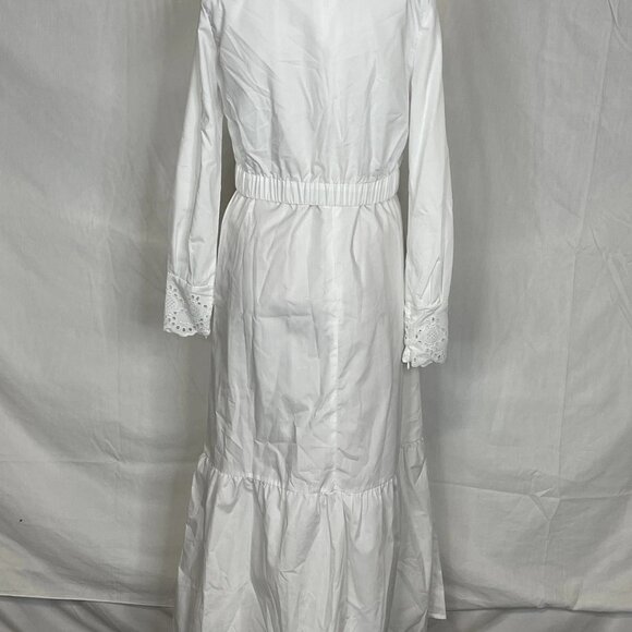 La/Simona Women’s Layered Embroidered Cotton Midi Dress Size XS White - Picture 2 of 9